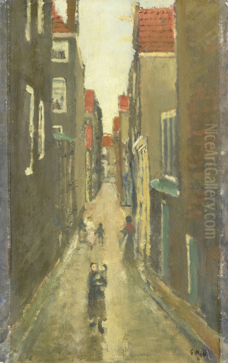 The Baanbrugsteeg looking from the Haarlemmerdijk towards the Vinkenstraat and the Brouwersgracht Oil Painting by George Hendrik Breitner