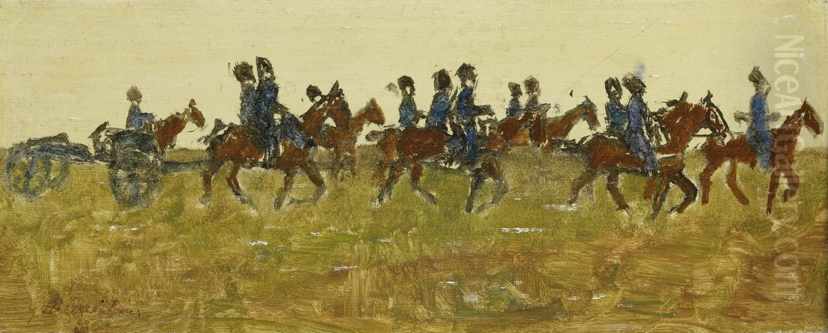 Huzaren op manoeuvre Oil Painting by George Hendrik Breitner