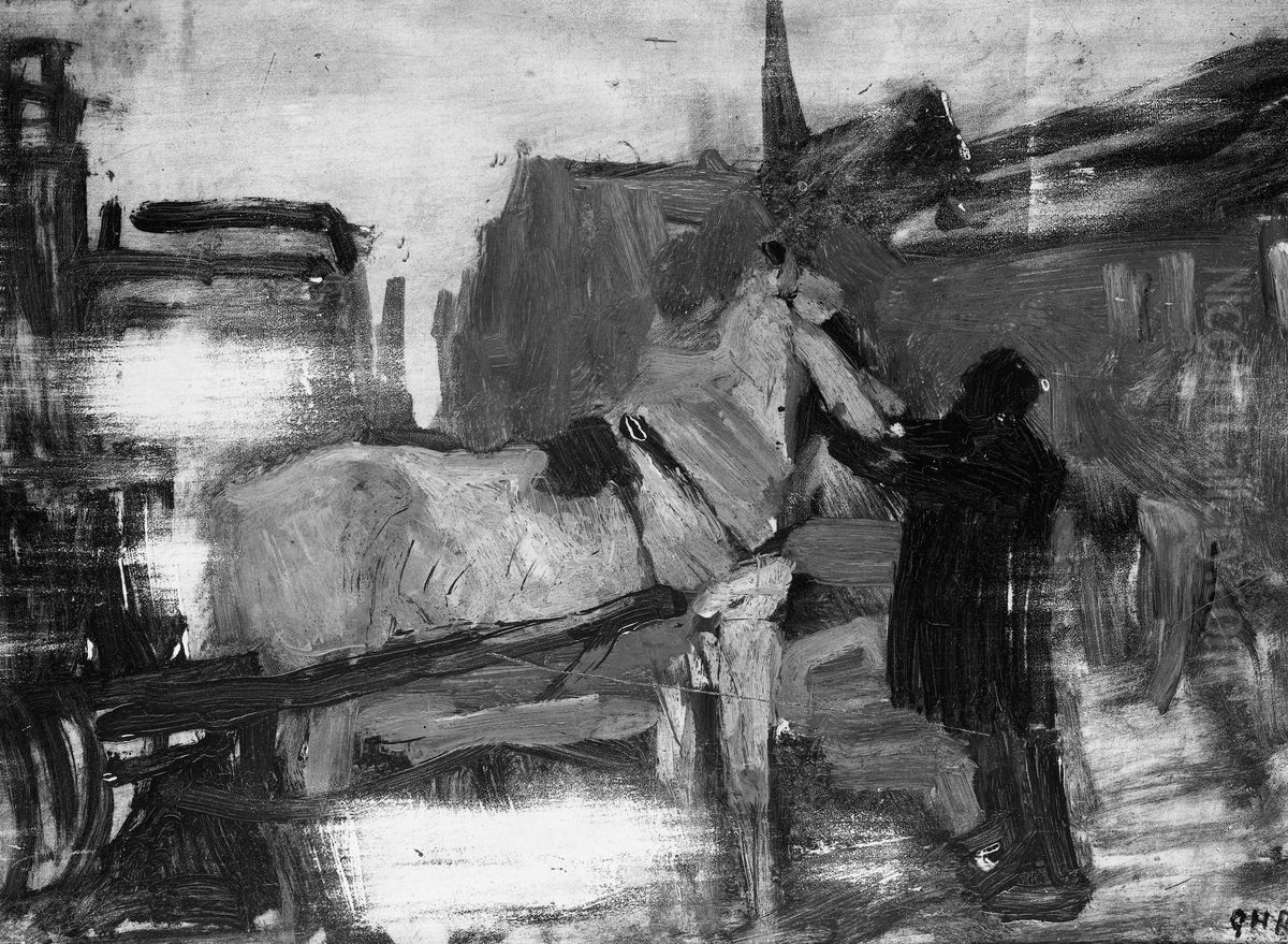 Amsterdams stadsgezicht. Oil Painting by George Hendrik Breitner