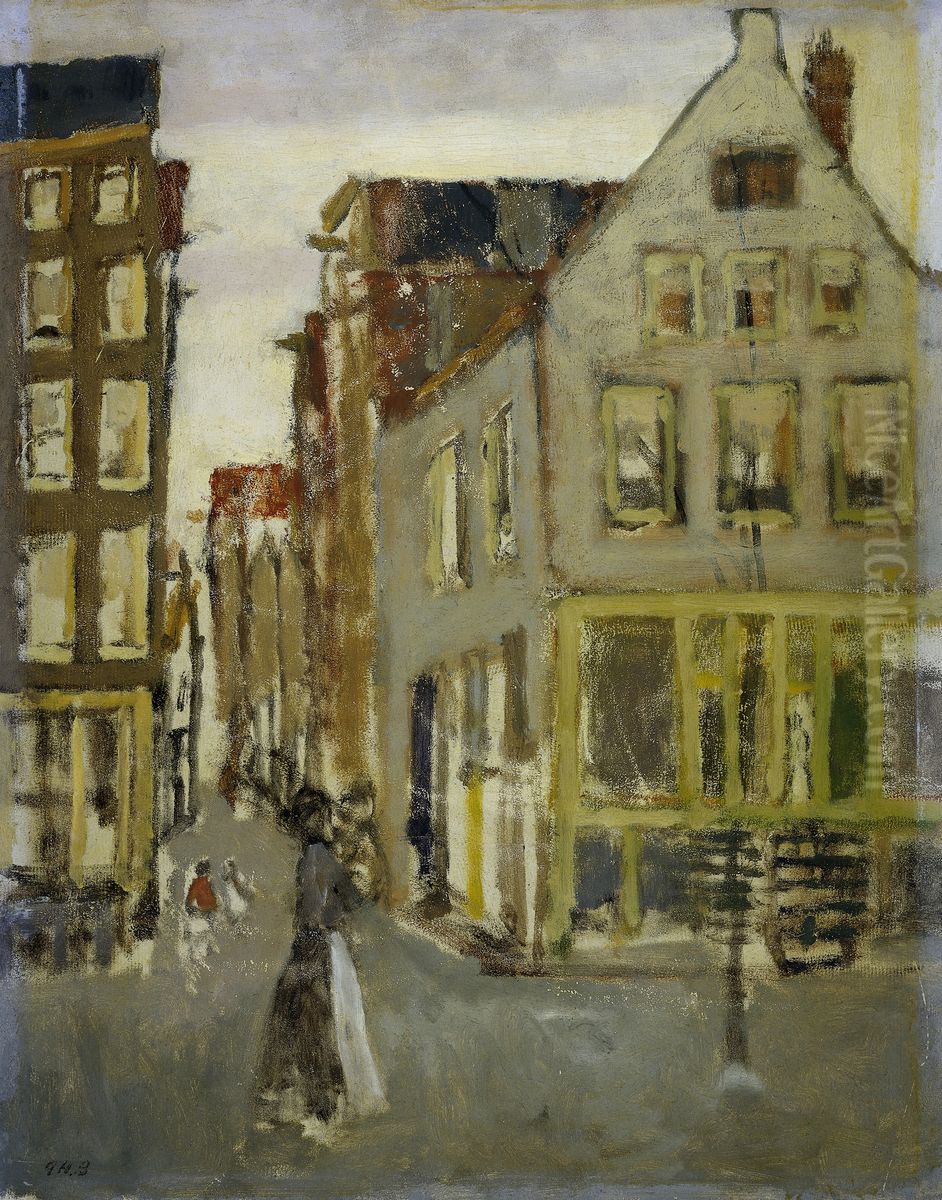 The Lauriergracht at the Tweede Laurierdwarsstraat Oil Painting by George Hendrik Breitner