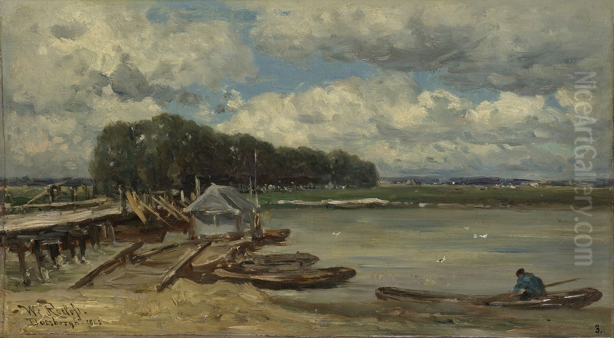 The Bridge over the River IJssel at Doesburg Oil Painting by Willem Roelofs