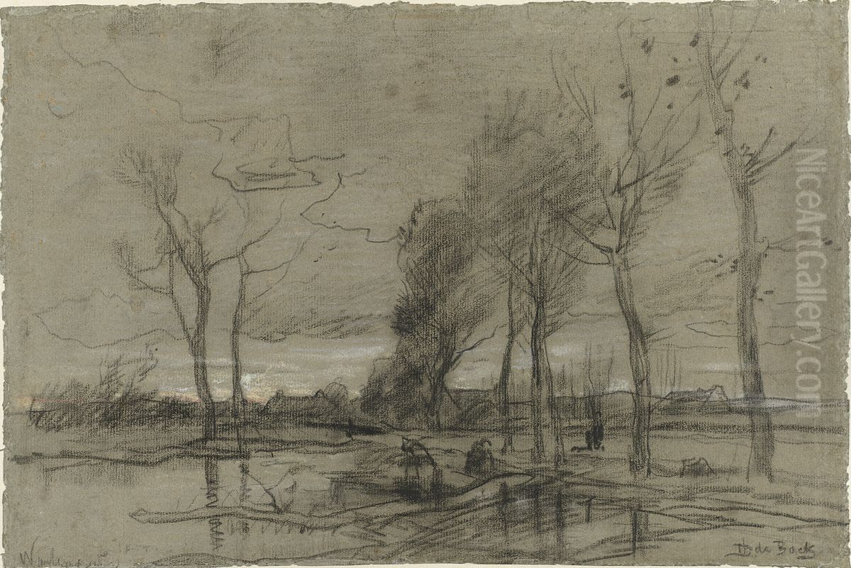 Herfstlandschap Oil Painting by Theophile Emile Achille De Bock