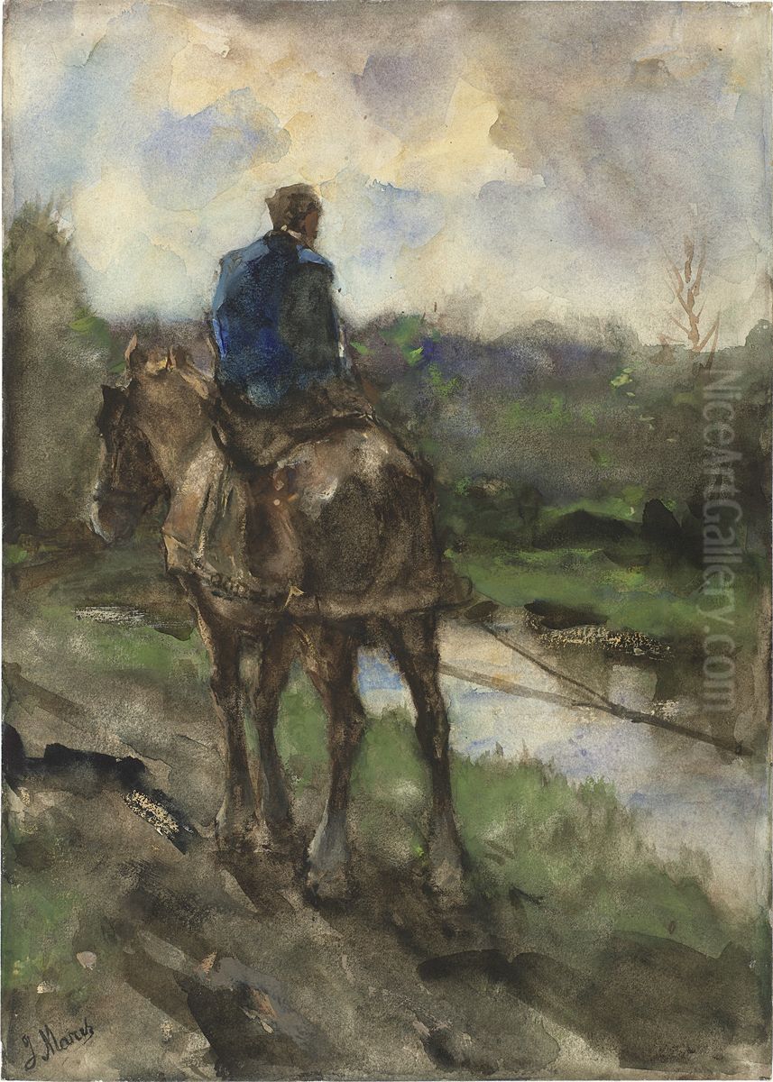 Jager te paard op het jaagpad Oil Painting by Jacob Maris