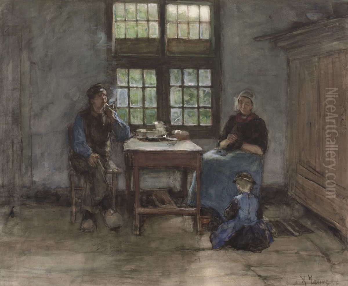 Larens binnenhuis Oil Painting by Anton Mauve