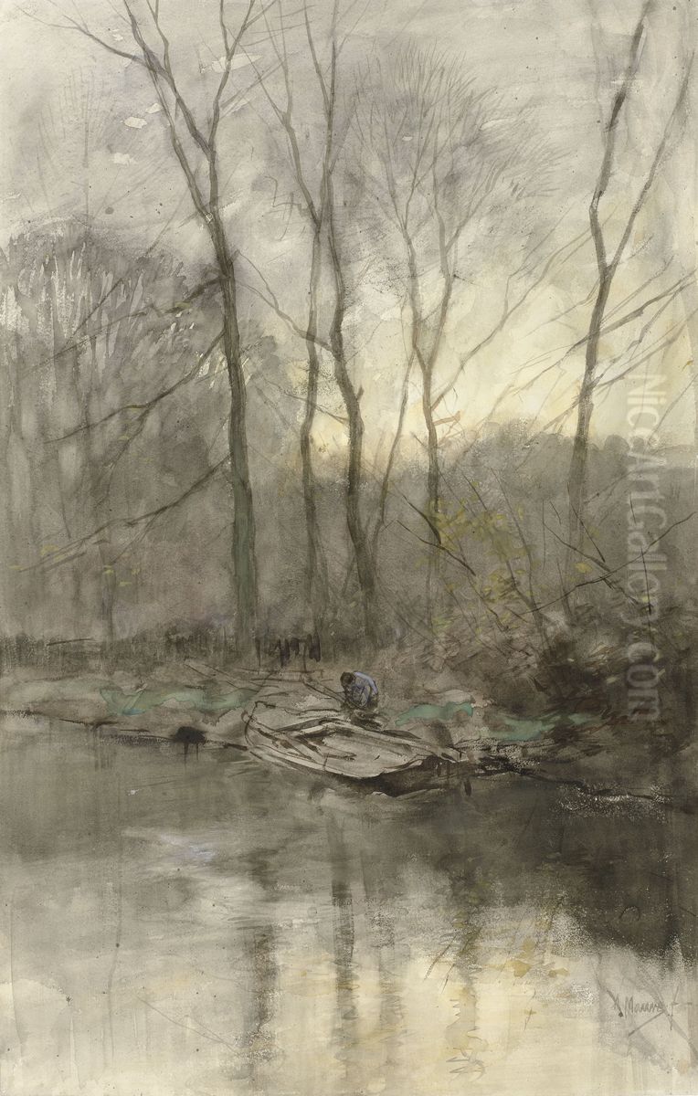 Forest Edge on the Water Oil Painting by Anton Mauve