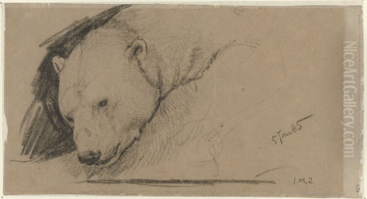 Kop van een ijsbeer Oil Painting by John Macallan Swan