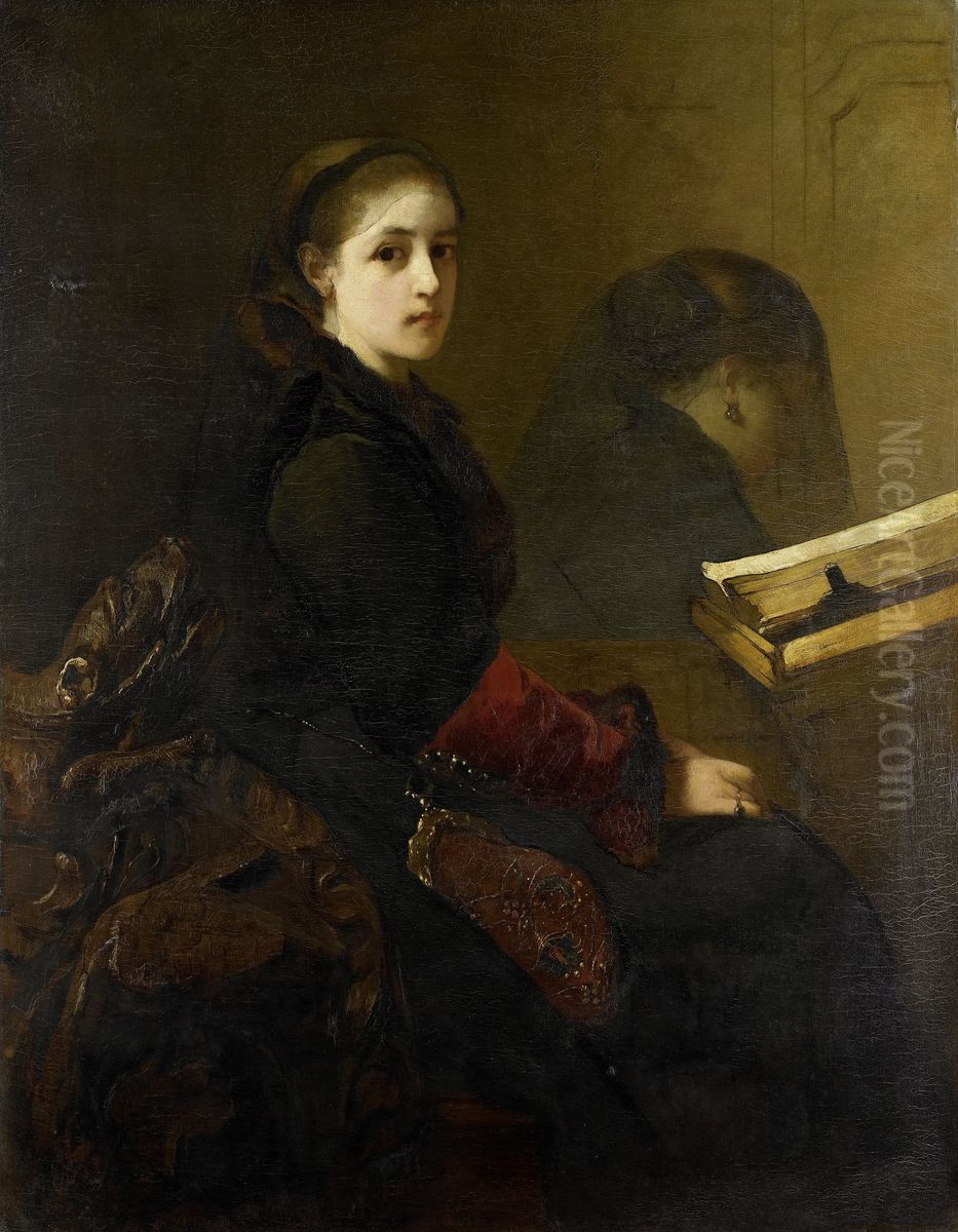 Het gestoorde gebed Oil Painting by Christoffel Bisschop