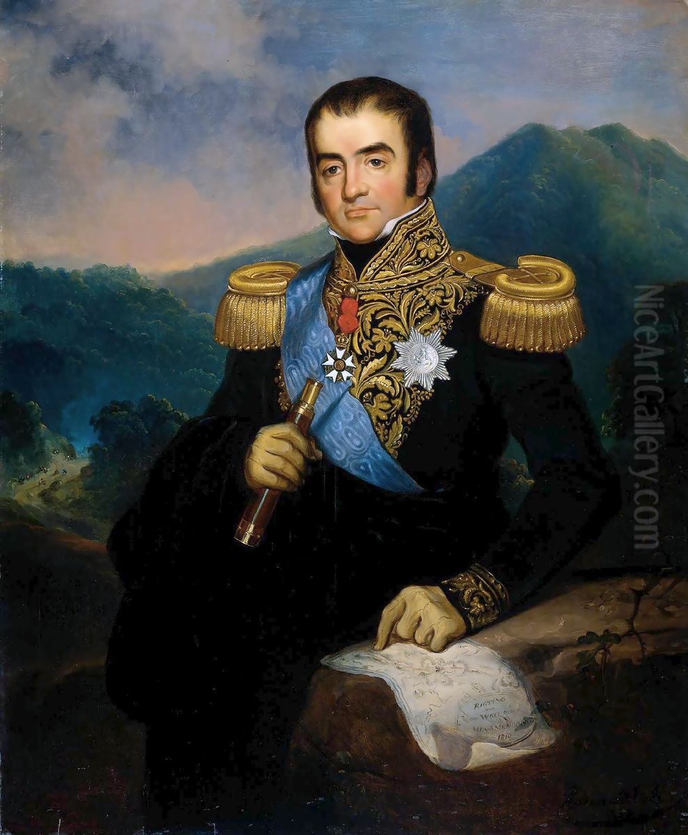 Portrait of Herman Willem Daendels (1762-1818) Oil Painting by Raden Saleh