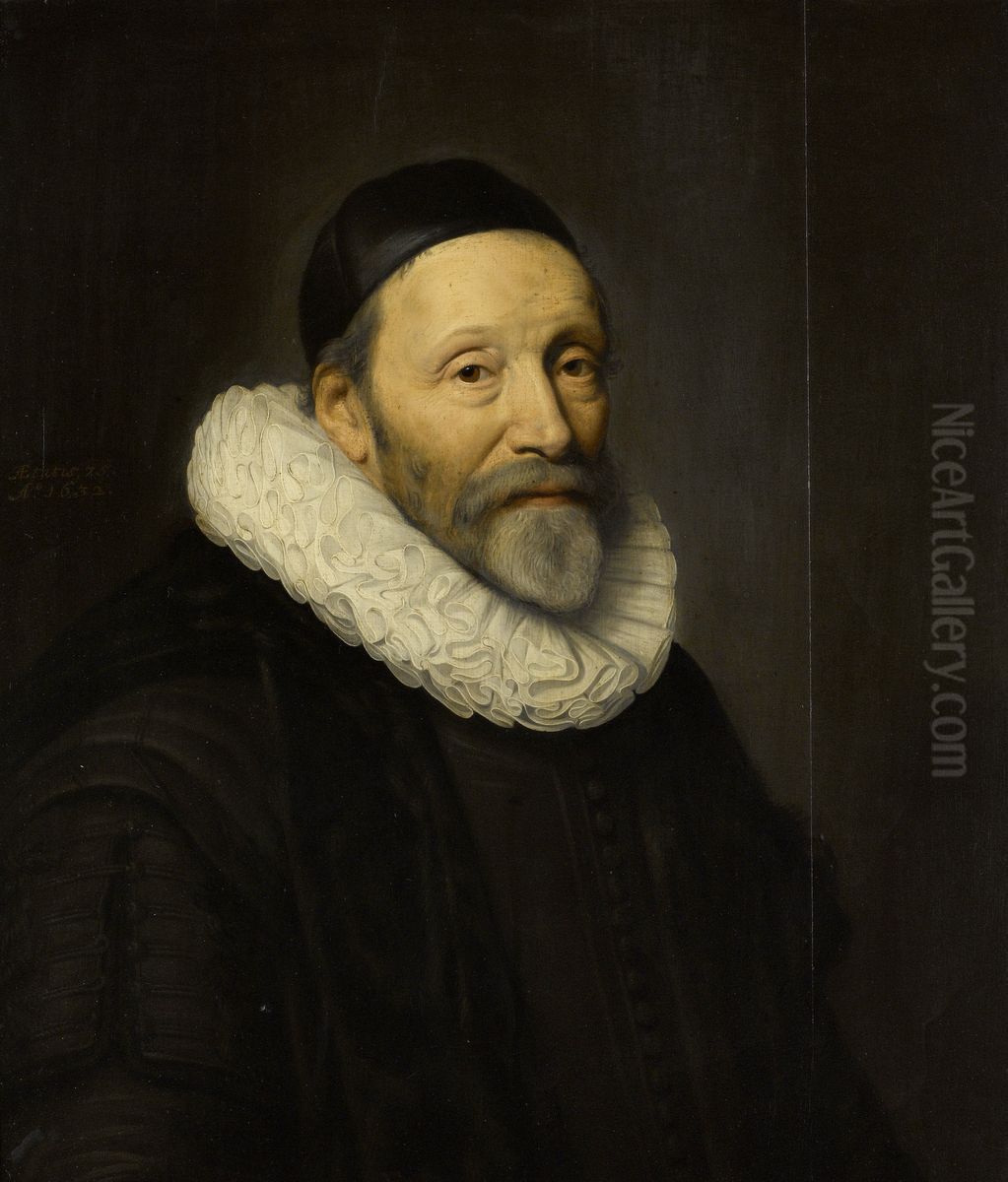Portret van Johannes Wtenbogaert (1557-1644) Oil Painting by Michiel Jansz. van Mierevelt