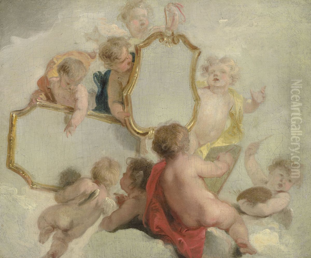 Putti met spiegels Oil Painting by Jacob de Wit