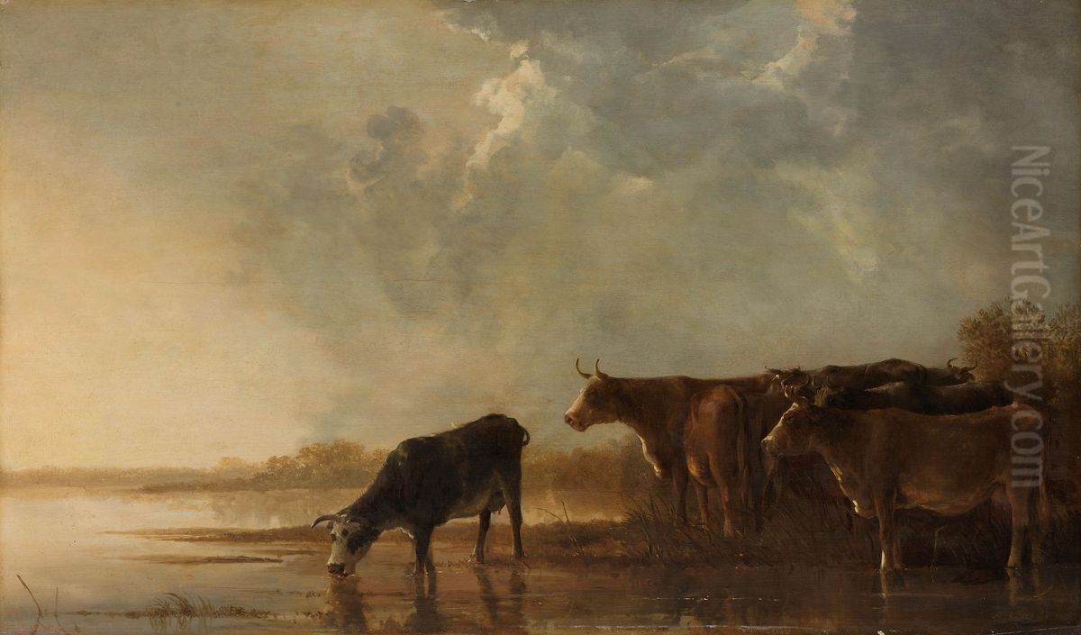 Rivierlandschap met koeien Oil Painting by Aelbert Cuyp