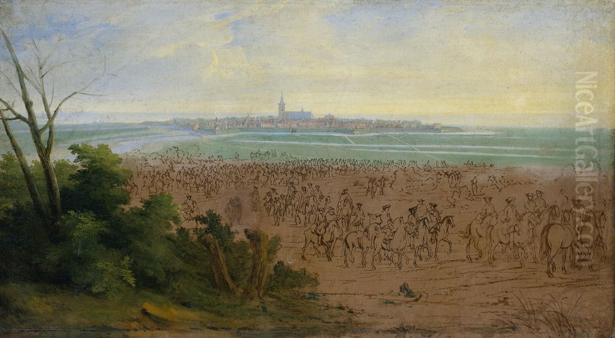 De troepen van Lodewijk XIV voor Naarden, 20 juli 1672 Oil Painting by Adam Frans van der Meulen