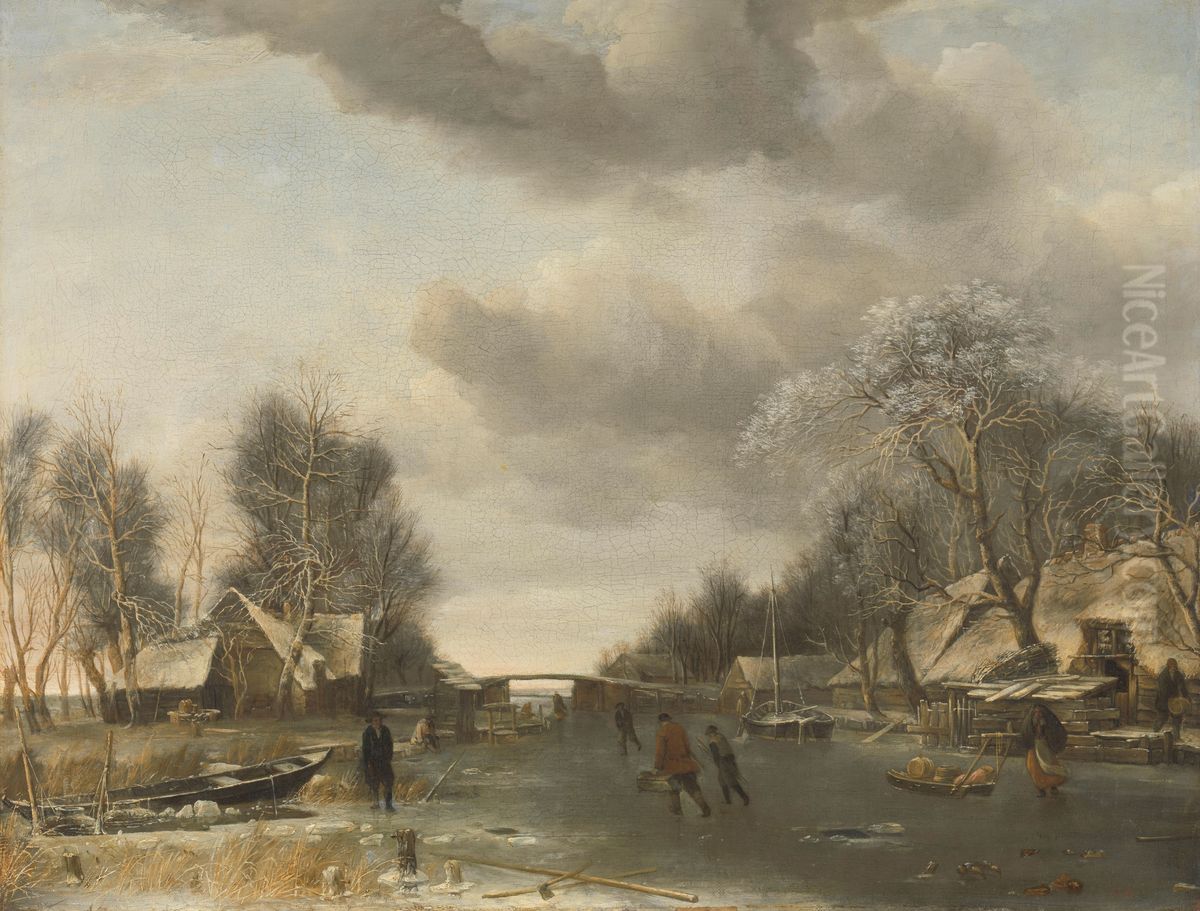 Wintergezicht Oil Painting by Jan Van De Cappelle