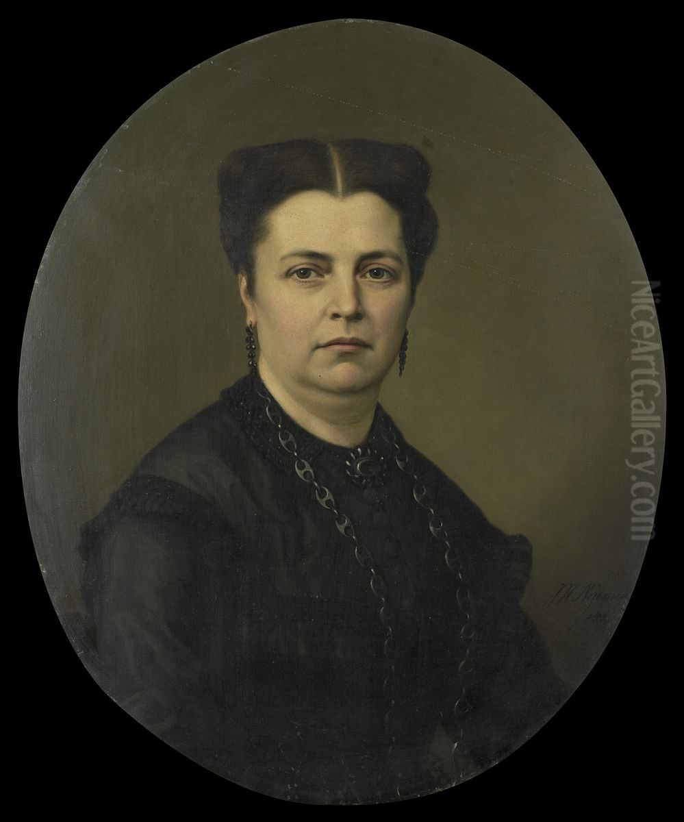 Jeanette Antoinette Pietermaat (1818-70). Echtgenote van Pieter Mijer Oil Painting by Johan Heinrich Neuman