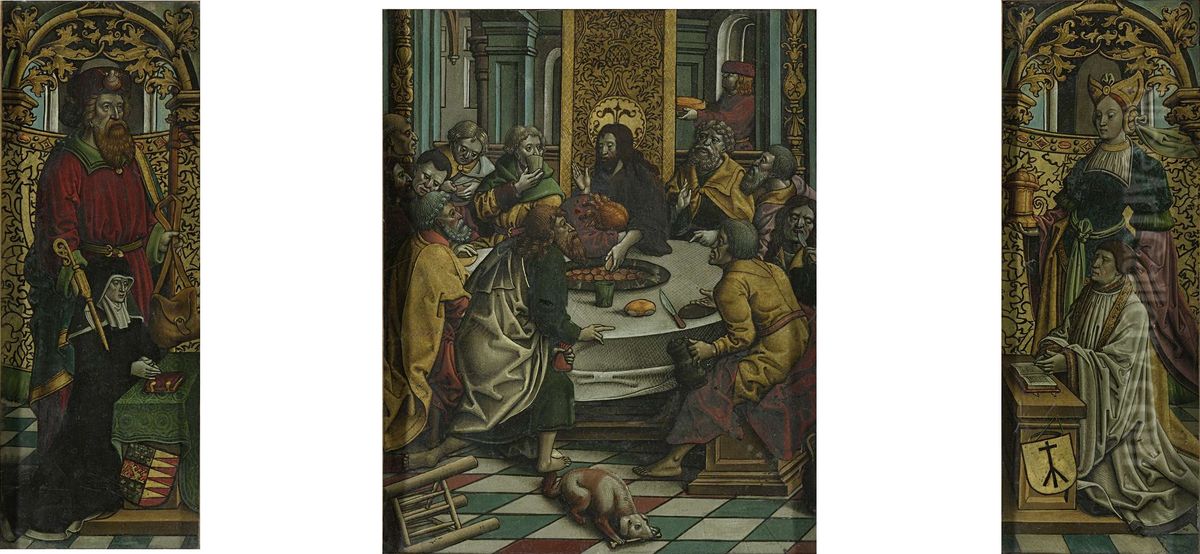 Triptych with the Last Supper Oil Painting by Jacob Cornelisz Van Oostsanen