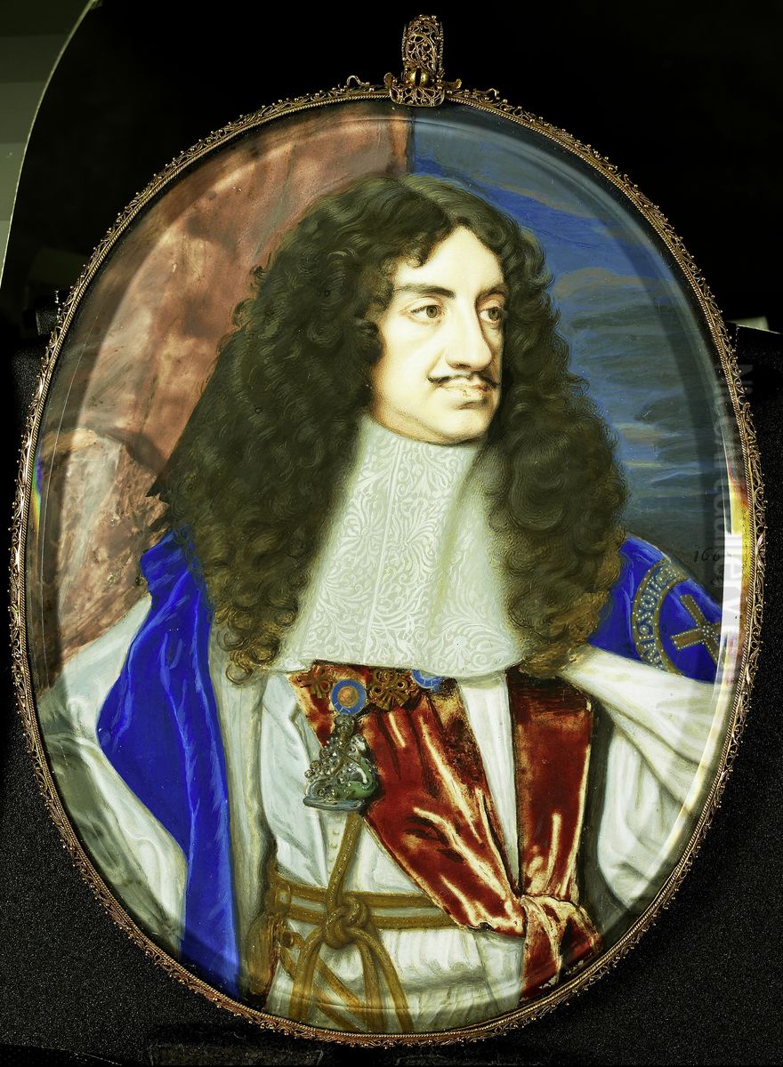 Karel II (1630-85), koning van Engeland Oil Painting by Samuel Cooper