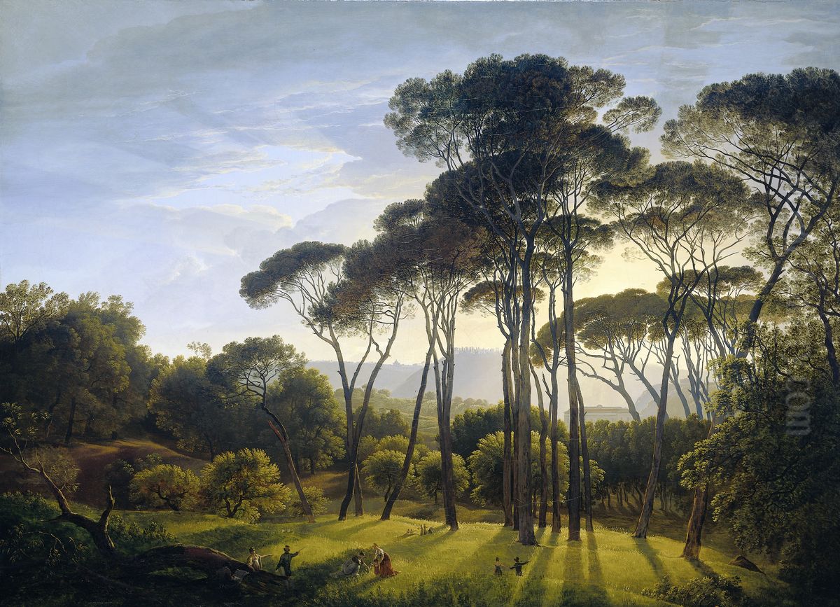 Italian Landscape with Umbrella Pines Oil Painting by Hendrik Voogd