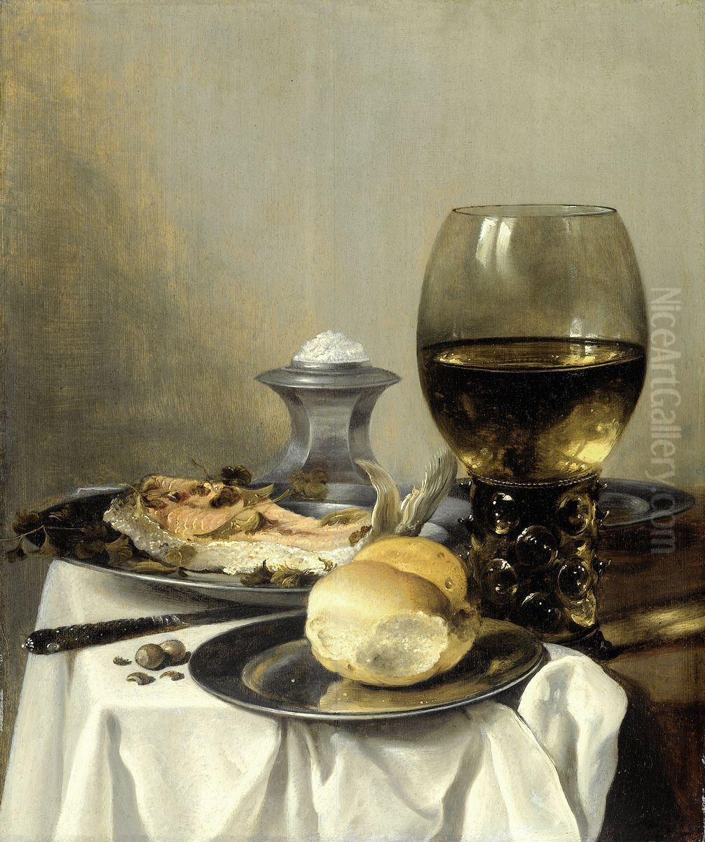 Still Life with Salt Tub Oil Painting by Pieter Claesz