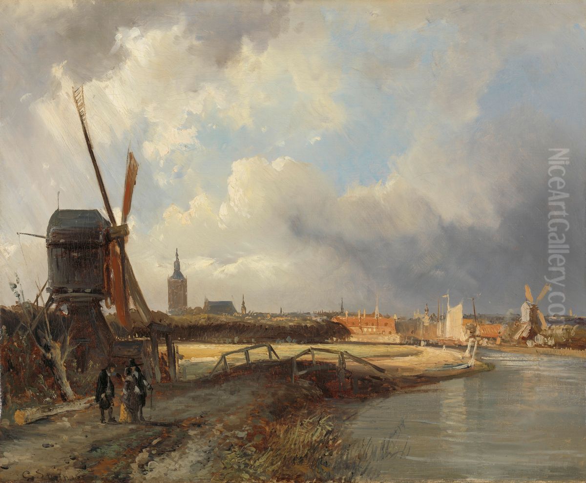 Gezicht op Den Haag Oil Painting by Cornelis Springer