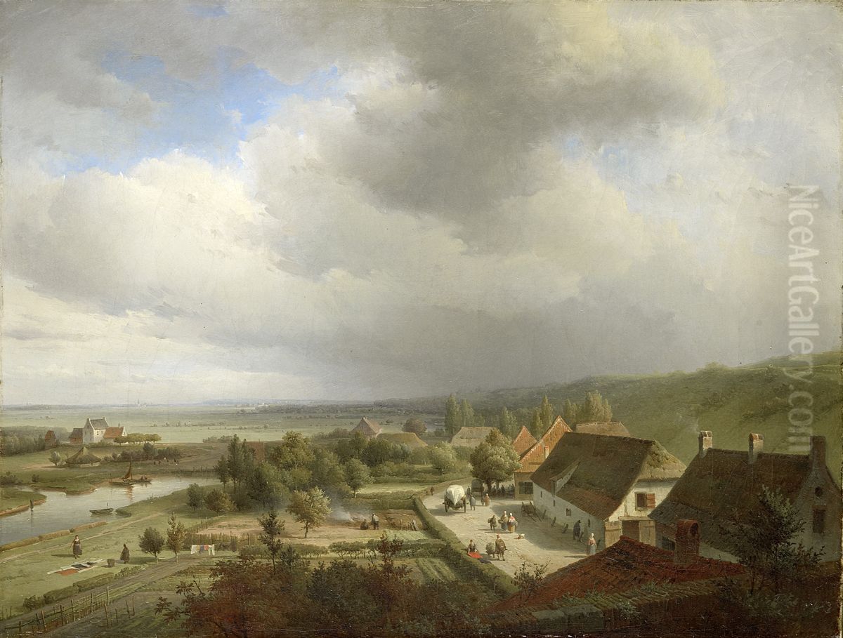 Heuvellandschap bij Wageningen Oil Painting by Abraham Johannes Couwenberg