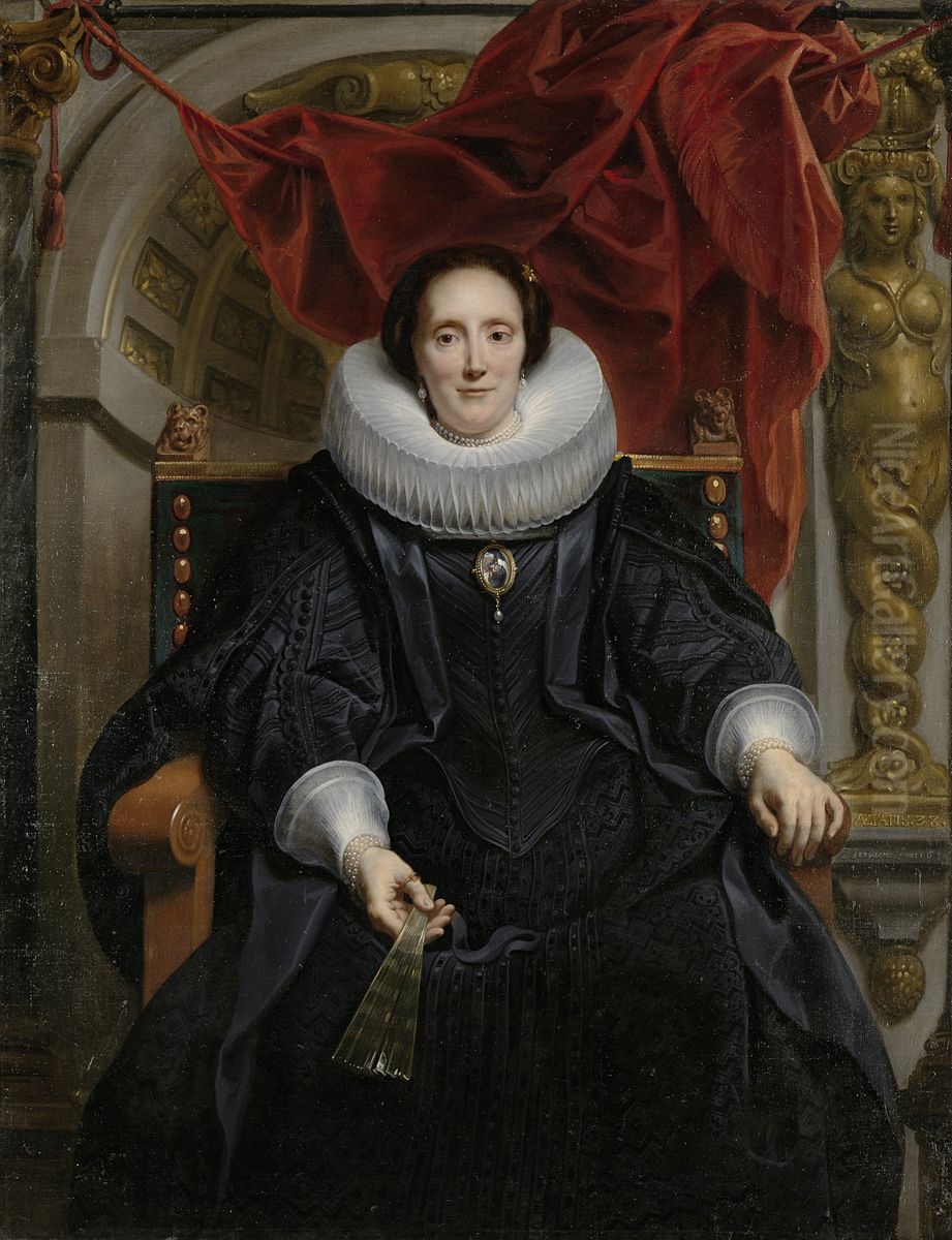 Portret van Catharina Behaghel (1597-1666), echtgenote van Rogier Le Witer Oil Painting by Jacob Jordaens