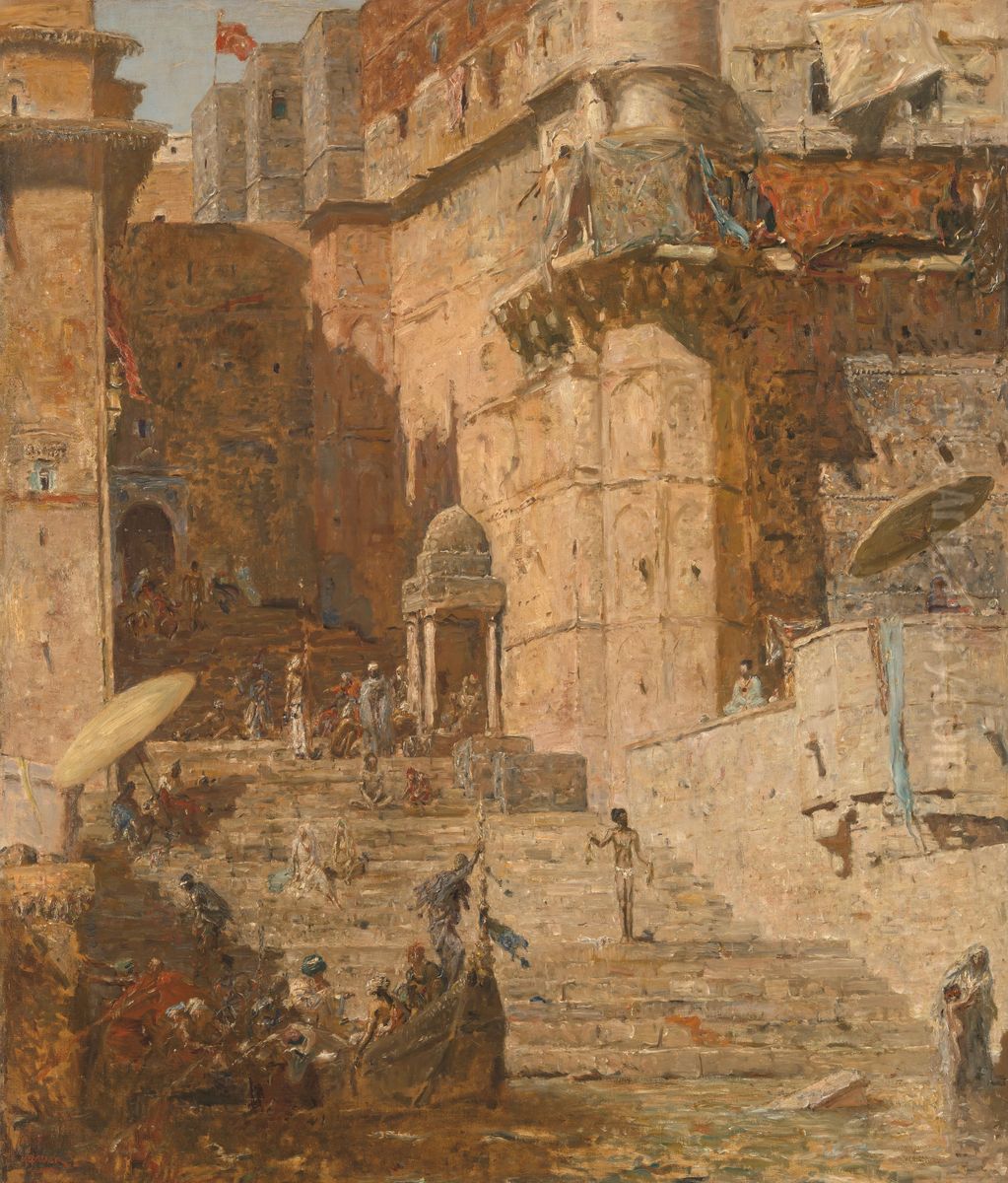 Benares, 1913 Oil Painting by Marius Bauer