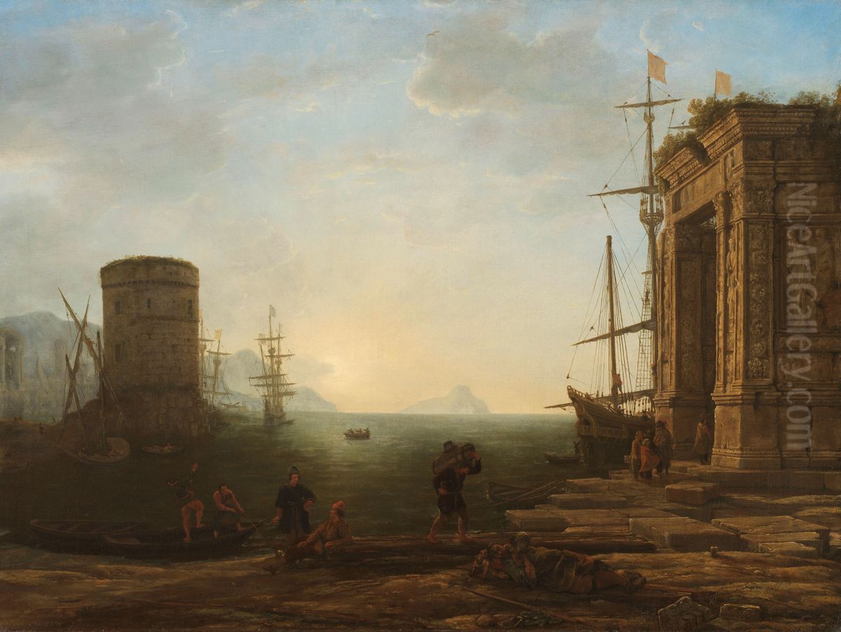 Havengezicht bij zonsopgang Oil Painting by Claude Lorrain (Claude Gellee)