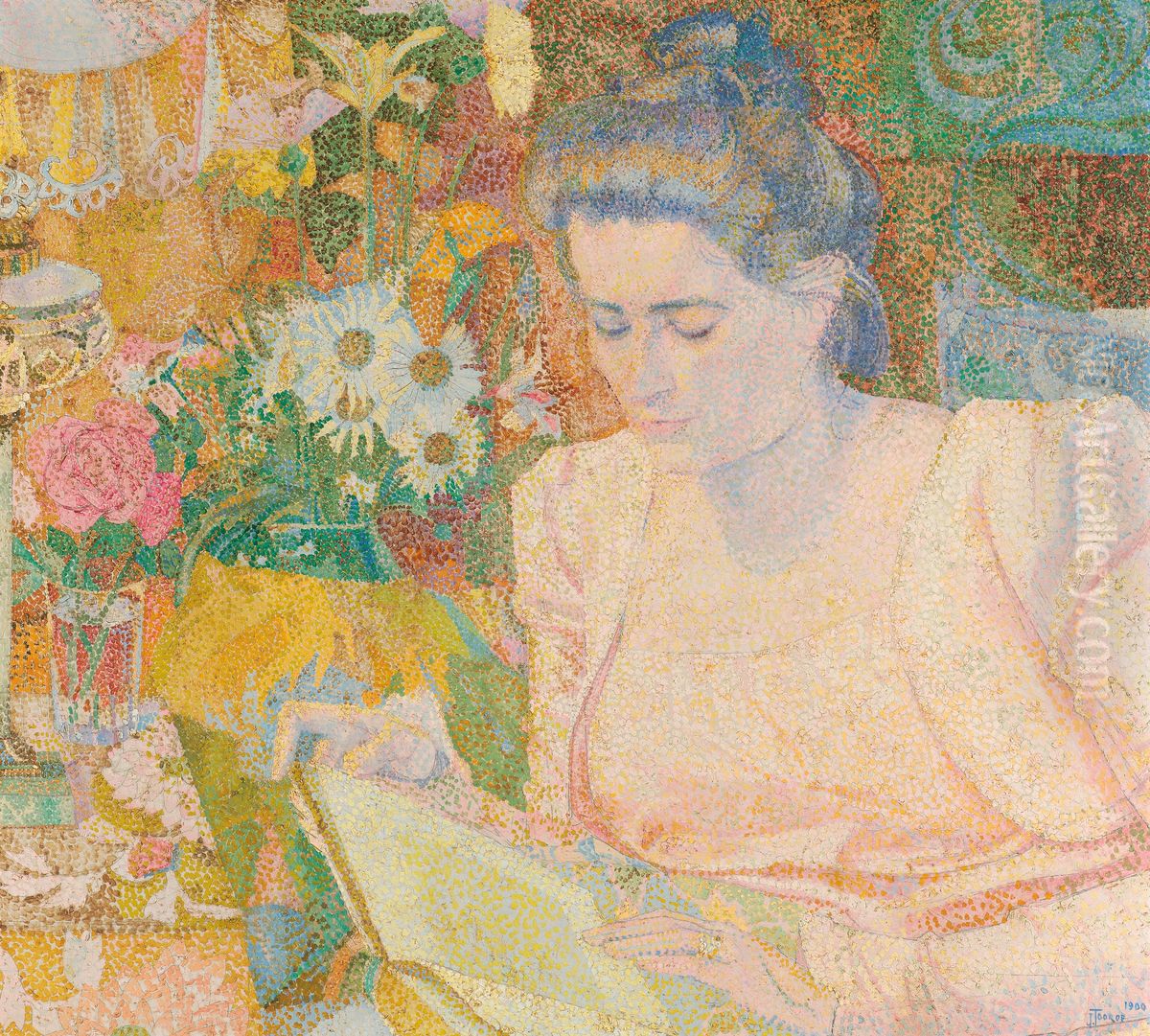 Portret van Marie Jeanette de Lange Oil Painting by Jan Toorop