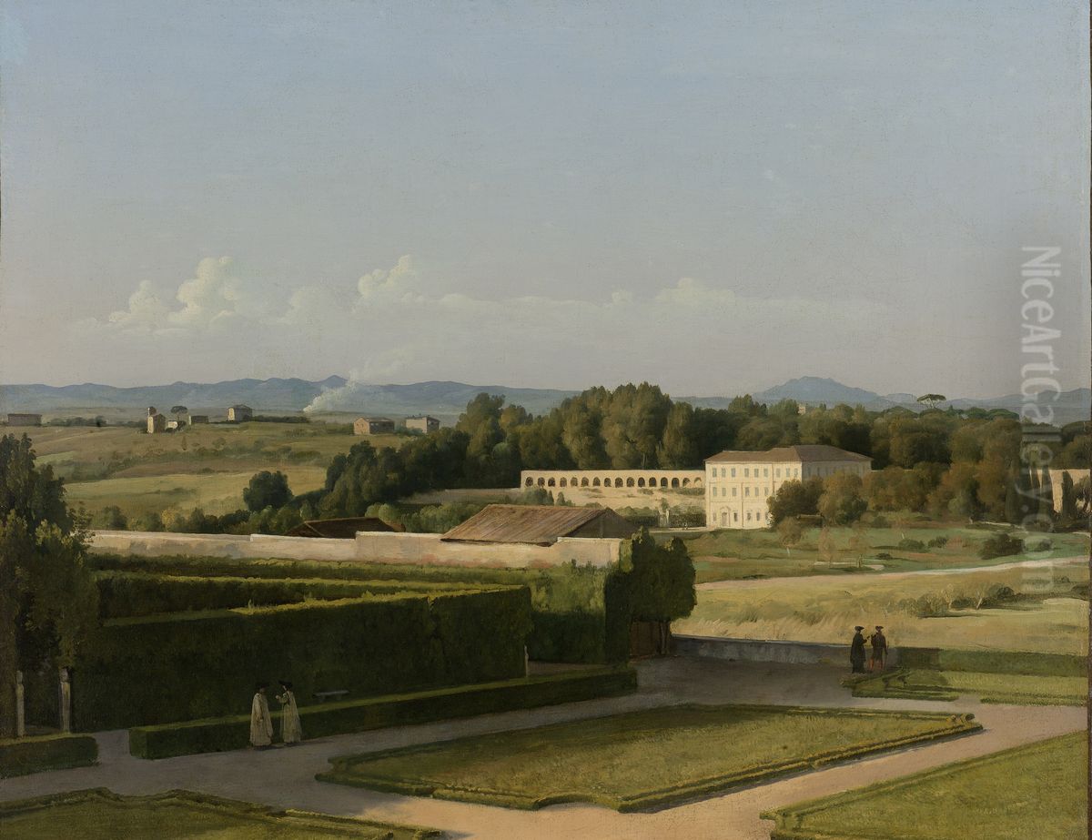 View of the Gardens of Villa Medici Oil Painting by Michel Martin Drolling