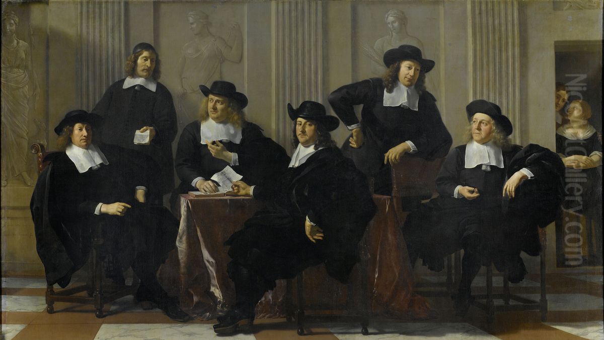 The Regents of the Spinhuis and the Nieuwe Werkhuis in Amsterdam Oil Painting by Karel Dujardin