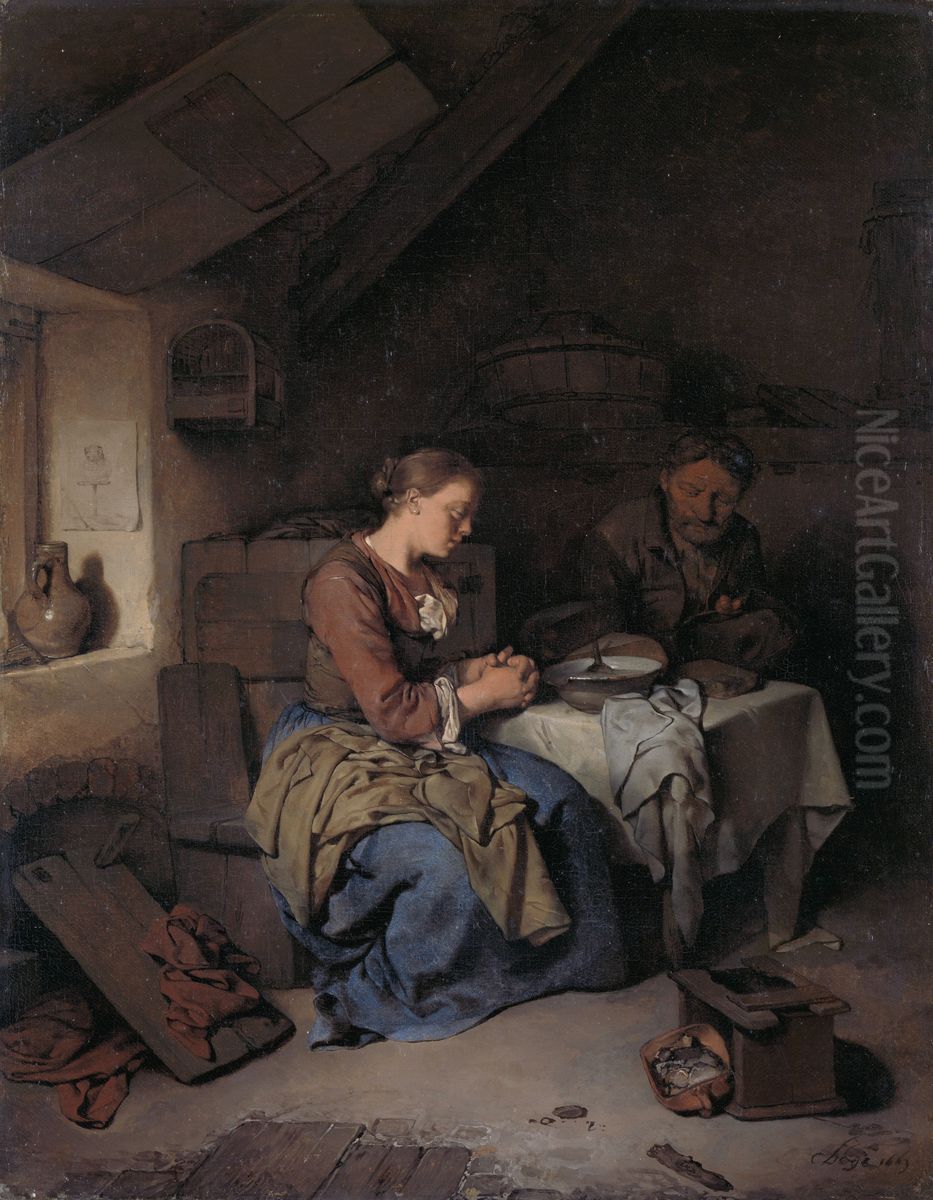 Saying Grace Oil Painting by Cornelis Pietersz Bega