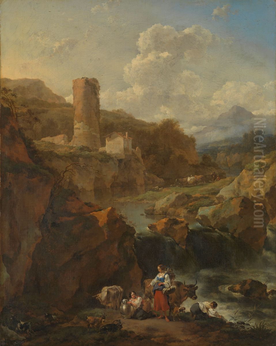 Italiaans landschap Oil Painting by Nicolaes Pieterszoon Berchem