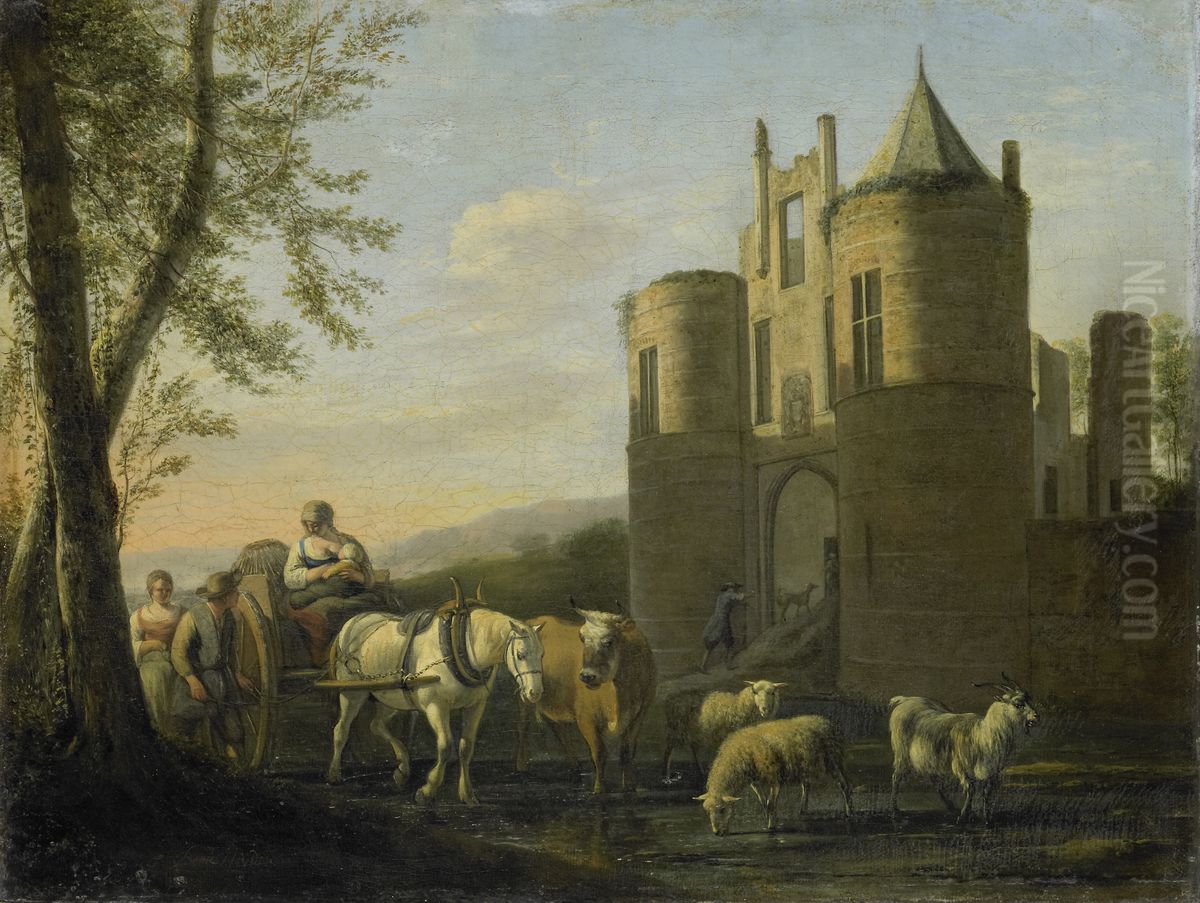 De voorpoort van kasteel Egmond Oil Painting by Gerrit Adriaenszoon Berckheyde