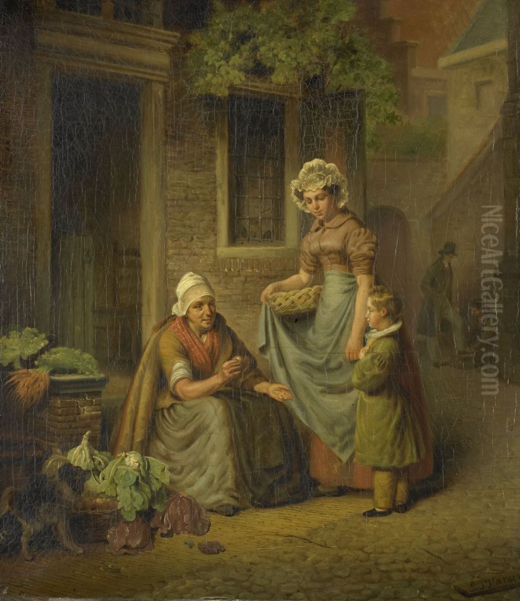 De groentevrouw Oil Painting by Lambertus Johannes Hansen