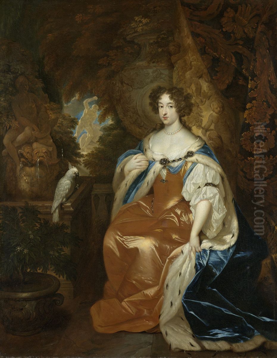 Portrait of Mary Stuart (1662-95), Wife of Prince William III Oil Painting by Caspar Netscher