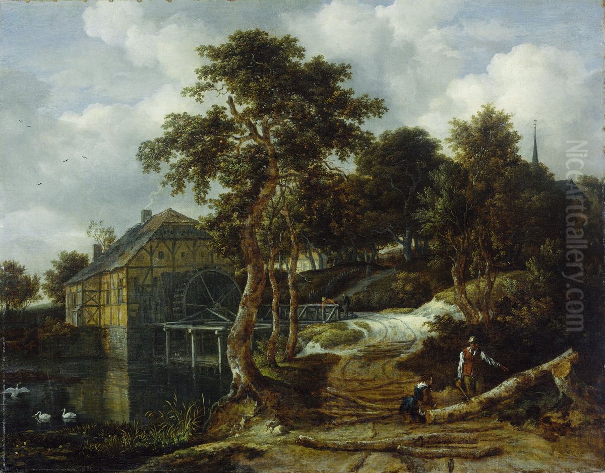 Landschap met watermolen Oil Painting by Jacob Van Ruisdael