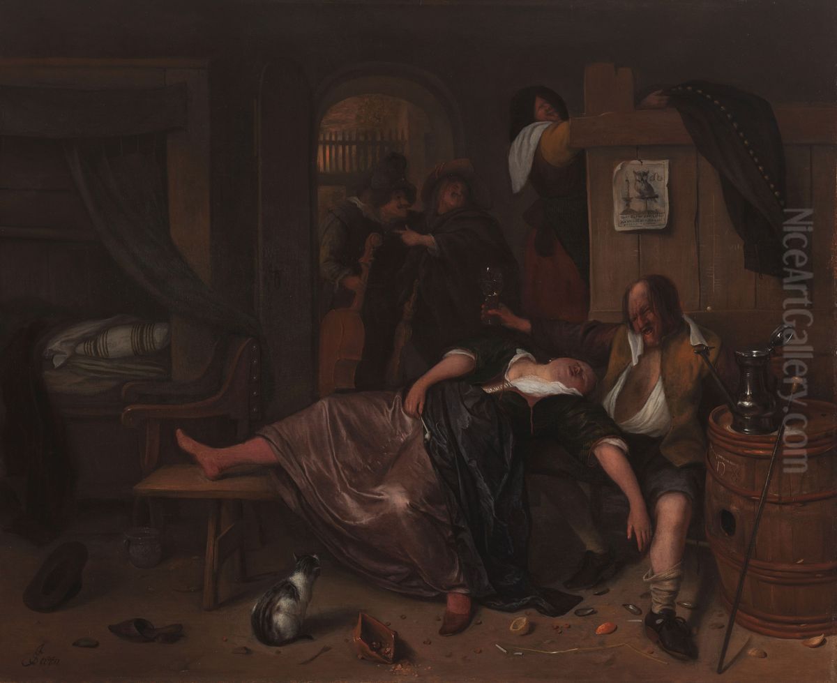 The Drunken Couple Oil Painting by Jan Steen