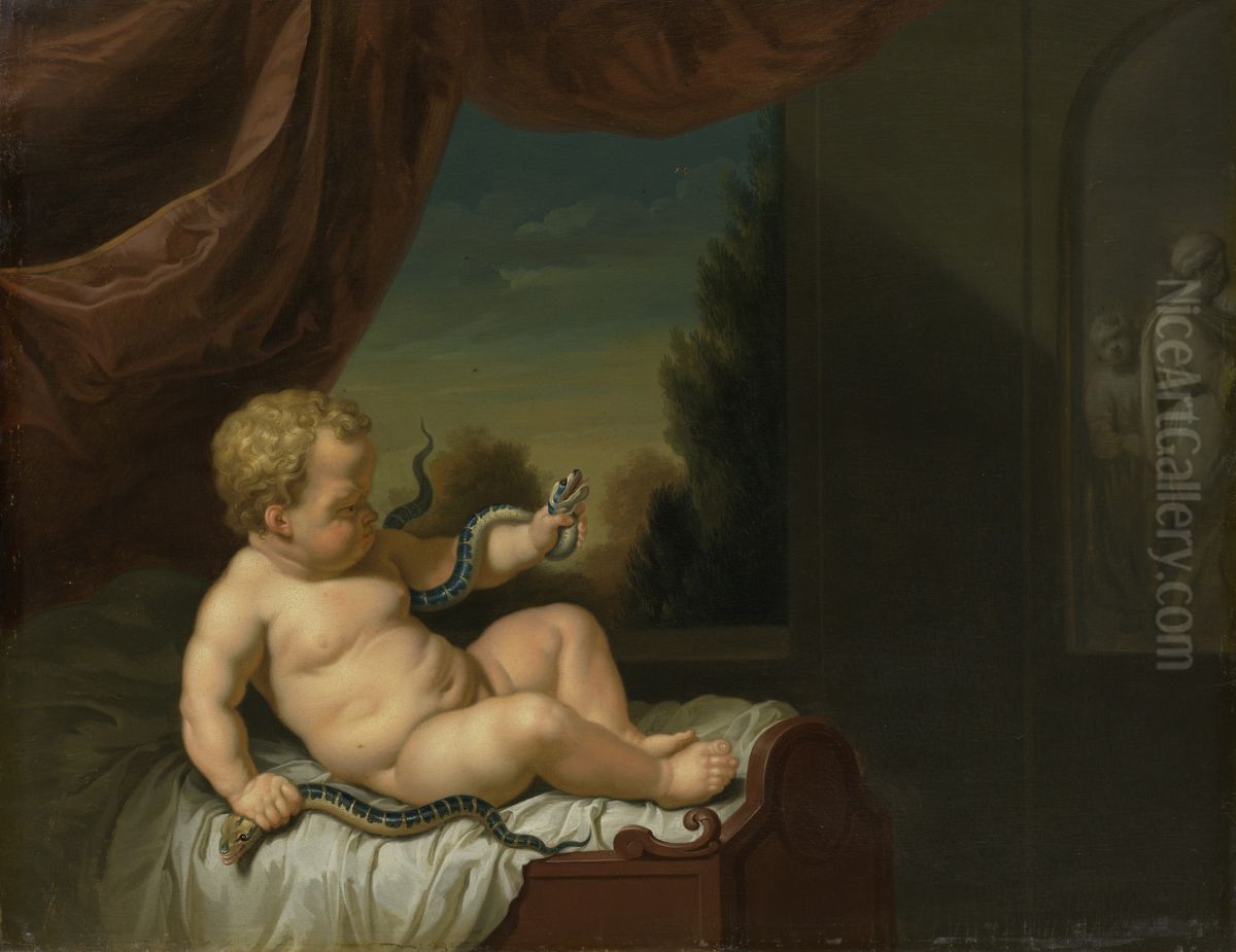 De jonge Hercules met de slangen Oil Painting by Pieter van der Werff