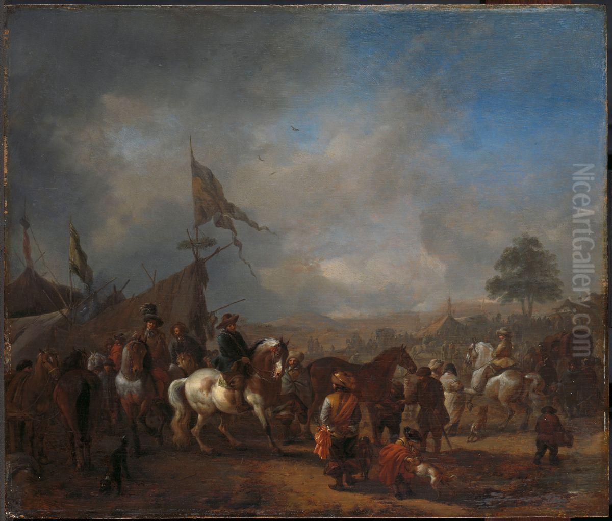 Een legerkamp Oil Painting by Philips Wouwerman