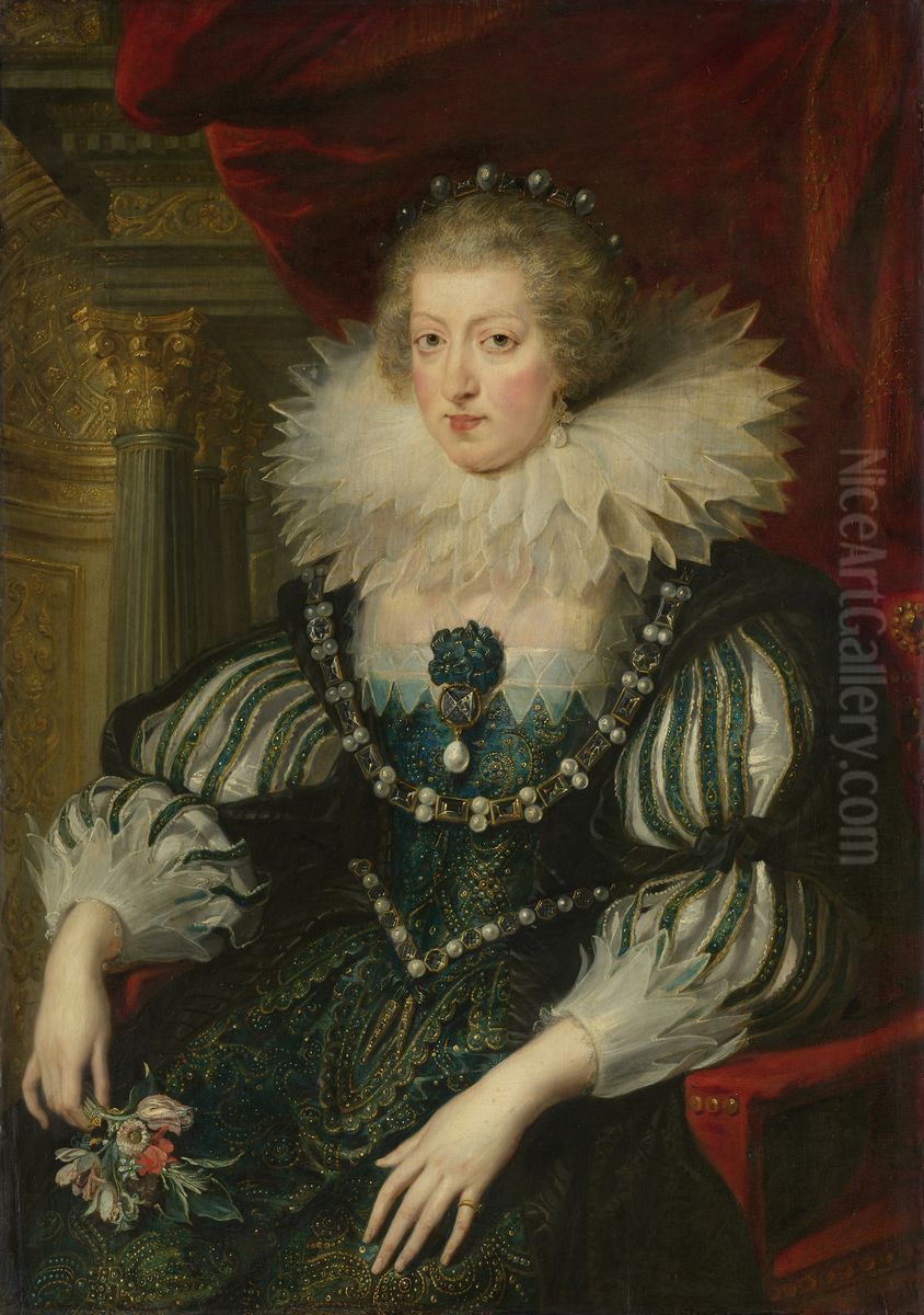 Anne of Austria (1601-1666). Wife of Louis XIII, king of France Oil Painting by (studio of) Rubens, Peter Paul
