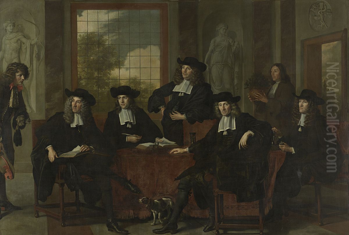 The Superintendents of the Collegium Medicum in Amsterdam, 1683 Oil Painting by Adriaen Backer