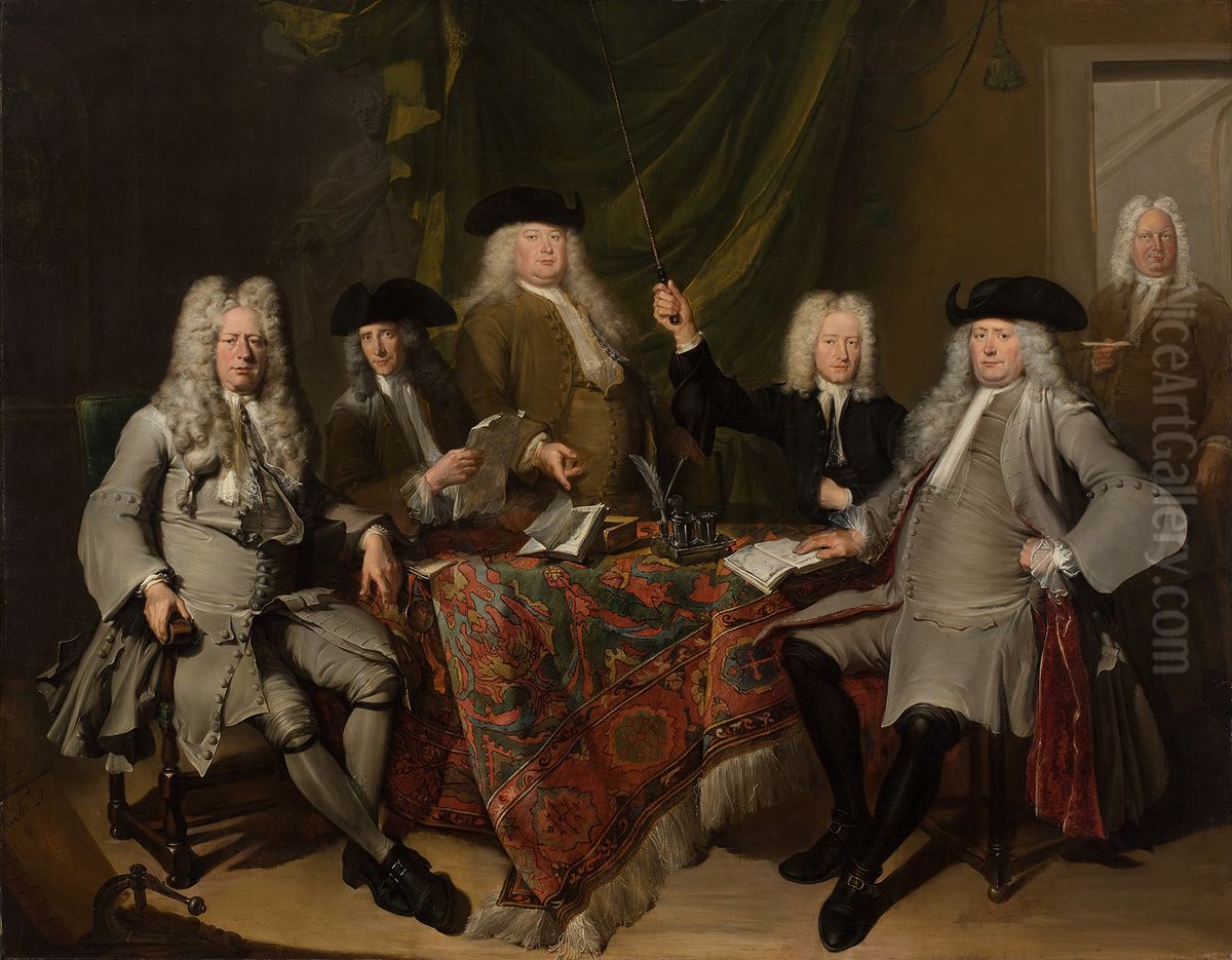 De inspecteurs van het Collegium Medicum Oil Painting by Cornelis Troost