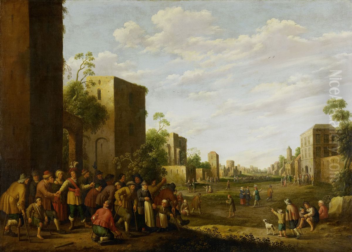 Het huisvesten van de armen Oil Painting by Joost Cornelisz Droochsloot