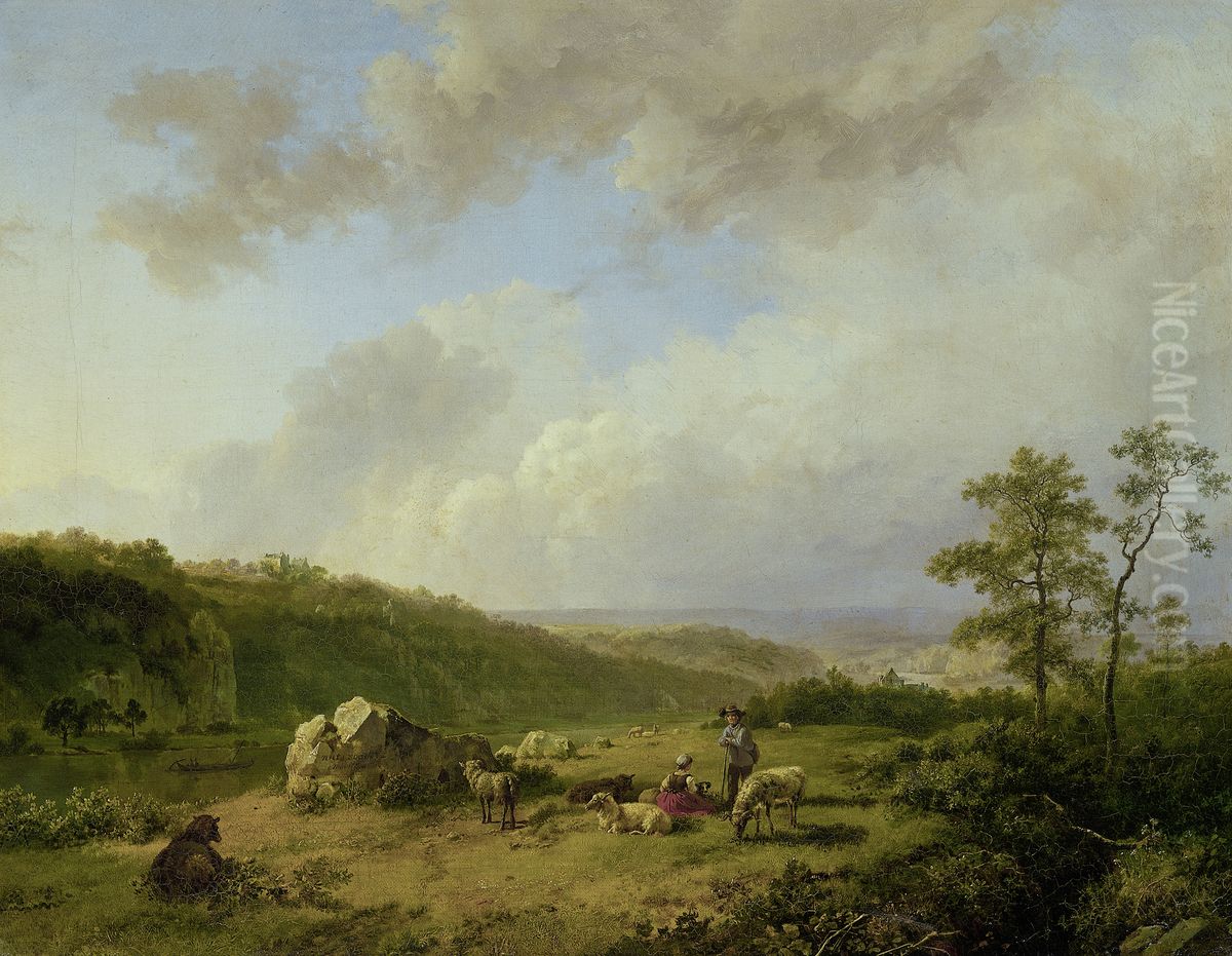Landschap bij opkomende regenbui Oil Painting by Barend Cornelis Koekkoek