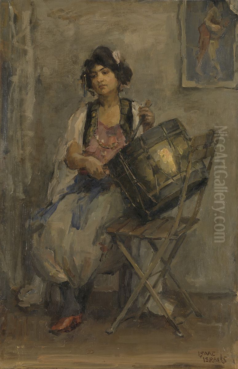 Two Drummer Girl Oil Painting by Isaac Lazarus Israels