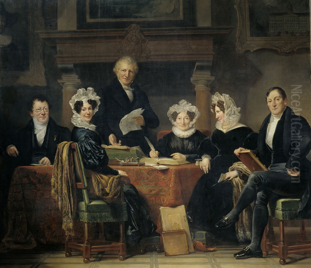 Regenten en regentessen van het leprozenhuis te Amsterdam, 1834-35 Oil Painting by Jan Adam Kruseman