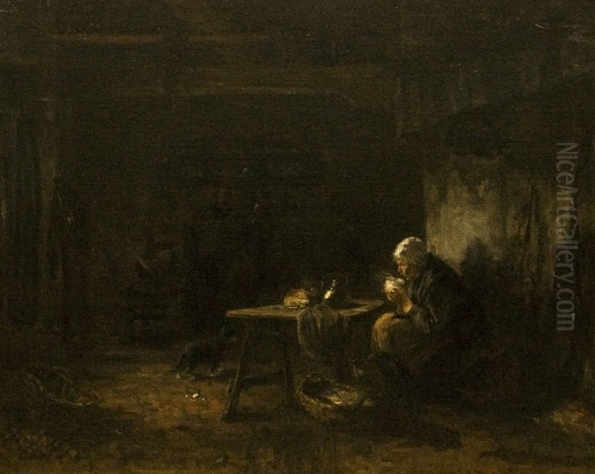 De verkwikking Oil Painting by Jozef Israels