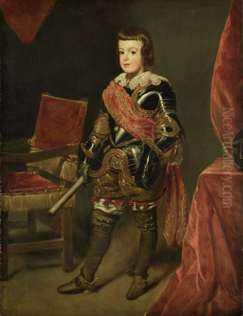 Portrait of Prince Baltasar Carlos, Son of the Spanish King Philip IV, at approximately 11 years of age Oil Painting by Juan Bautista Martinez del Mazo