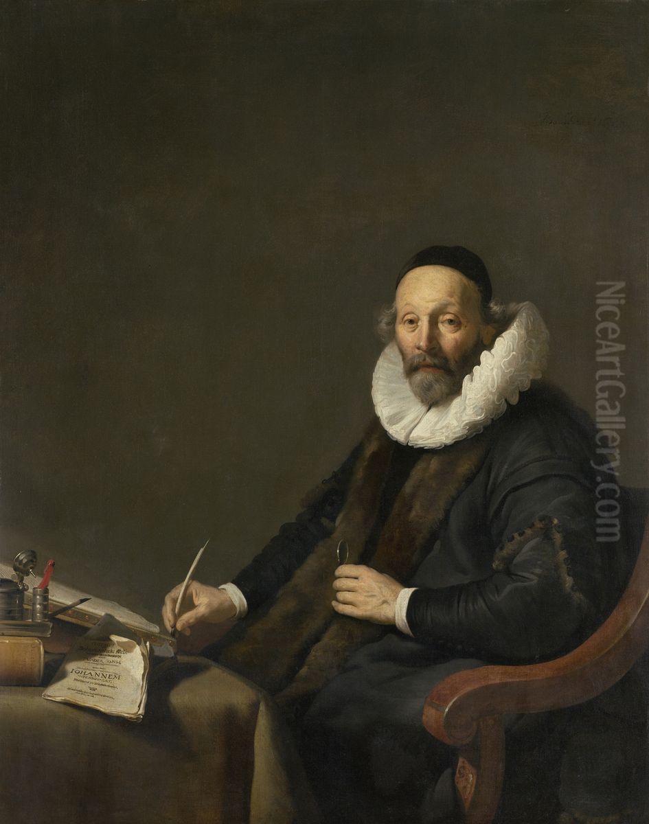 Johannes Wtenbogaert (1557-1644). Remonstrants predikant te 's-Gravenhage Oil Painting by Jacob Adriaensz Backer