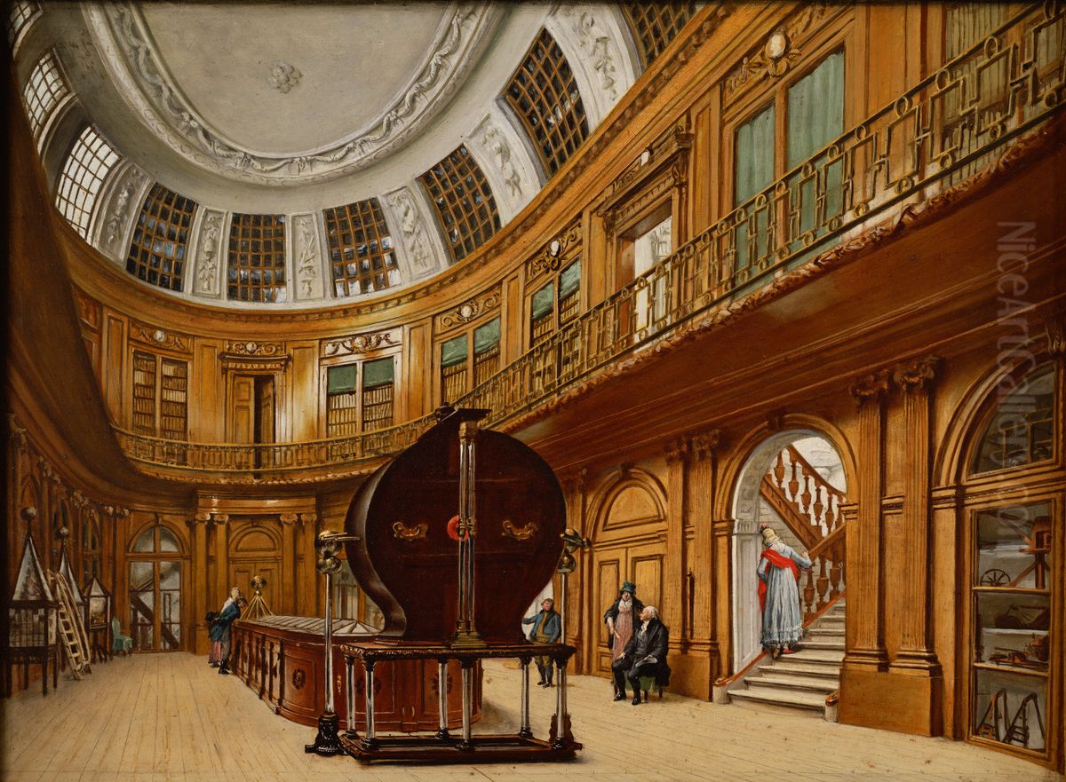 Interior of the oval room in Teyler Museum in Haarlem Oil Painting by Wybrand Hendricks